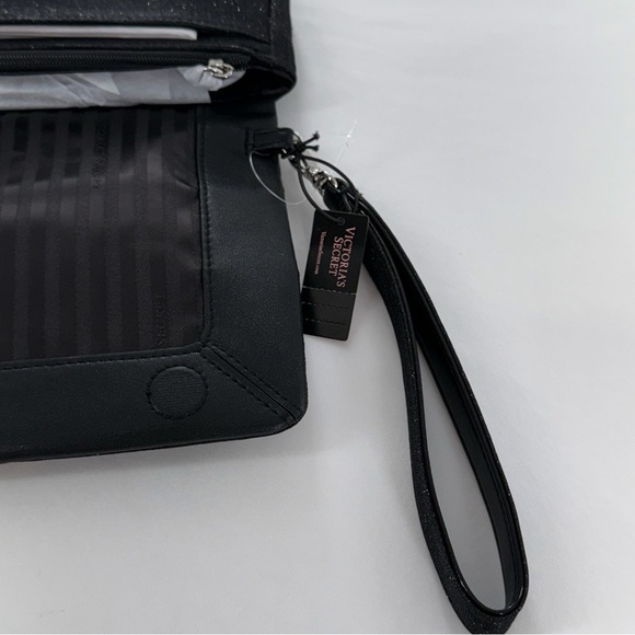 Victoria’s Secret Black Sparkle bow rhinestone accent wristlet/ phone and wallet - Picture 7 of 12